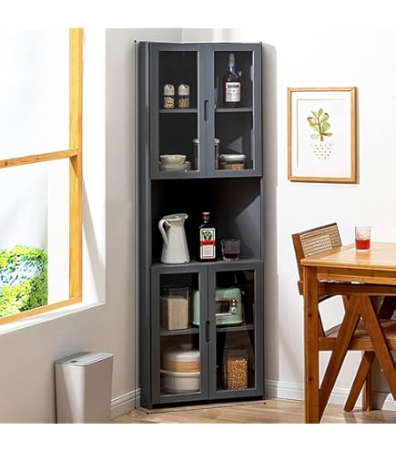 Amazon｜Sariny コーナーキャビネット 三角収納食器棚 コーナー収納